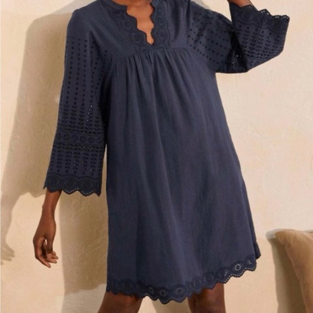 Boden size 10 beautiful navy eyelet dress EUC